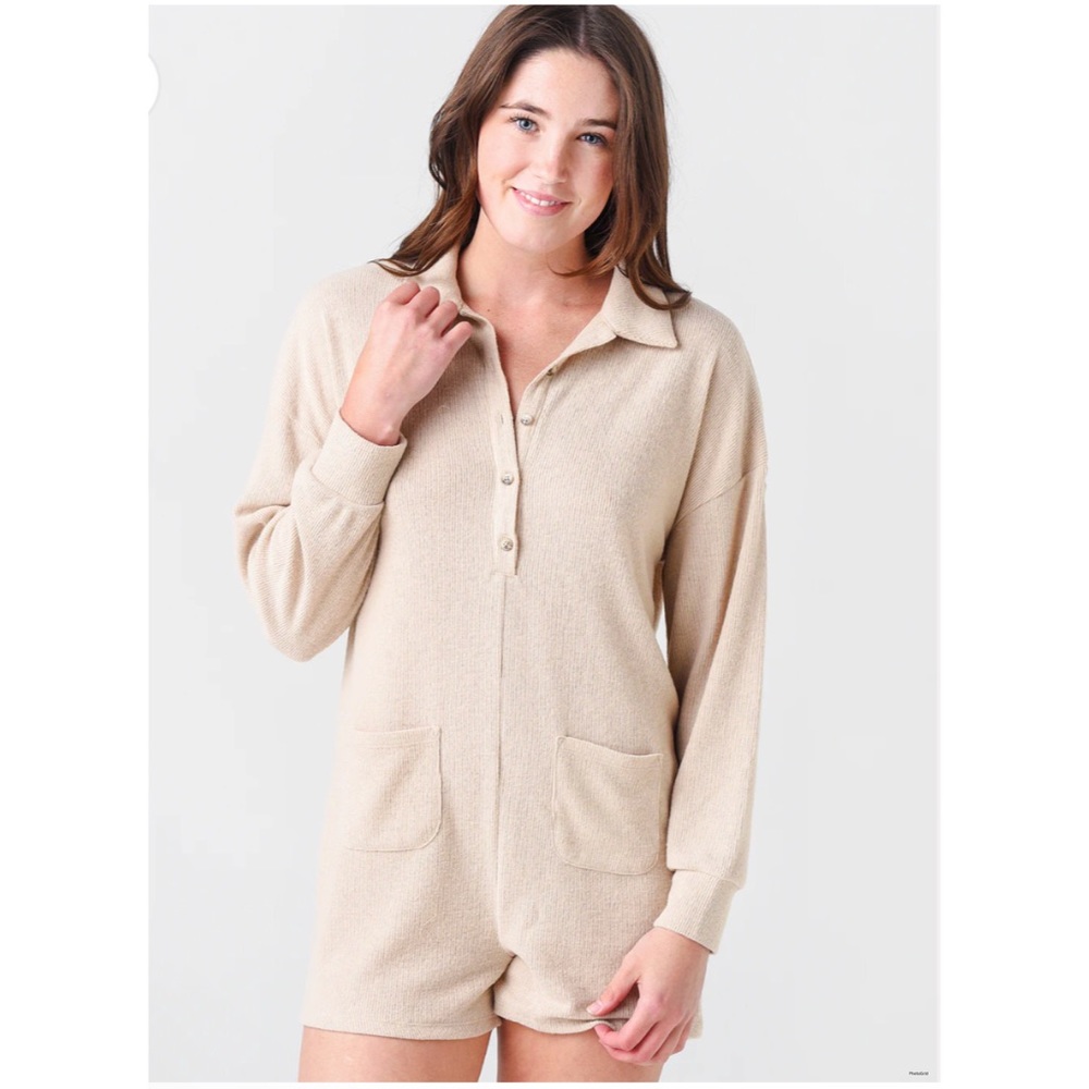 Z Supply Women’s Leisure Rib Romper Lounge Comfy Cozy Size Large NEW